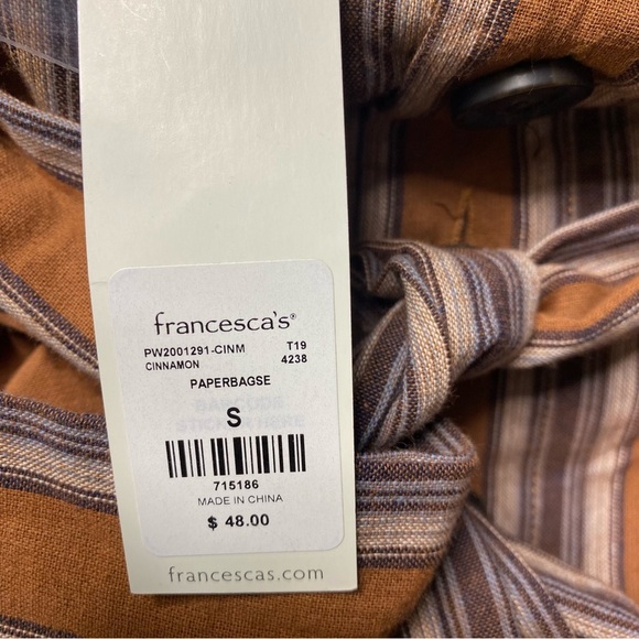 Francescas Mi Ami Button Front Paper Bag Tie Waist Skirt Small - Picture 4 of 6